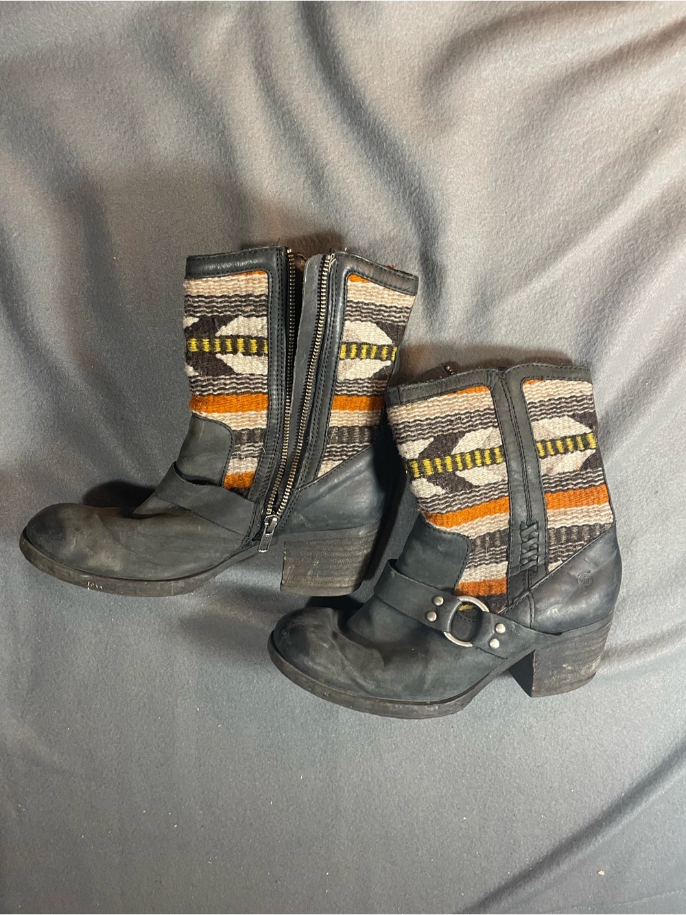 Børn Leather & Woven Southwest Blanket Ankle Boots - Women's Size 8 / EU 39